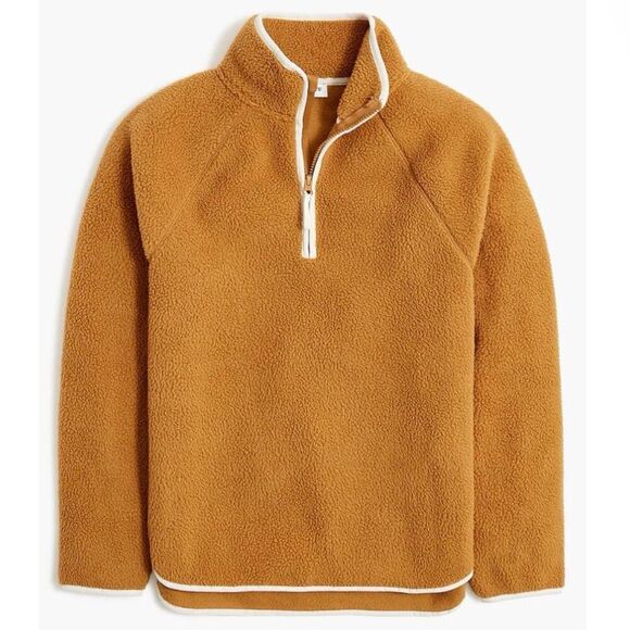 J.Crew Tops - J. CREW | Sherpa Half Zip Tunic Pullover Sweatshirt Teddy Jacket Brown | Size XL